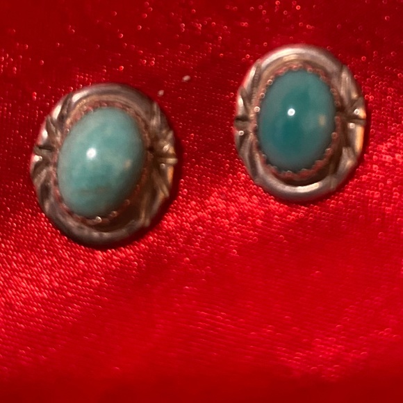 Sterling Turquoise Antique Earrings - Picture 5 of 11